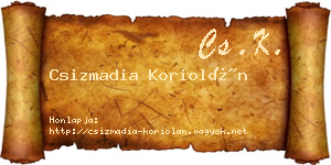 Csizmadia Koriolán névjegykártya